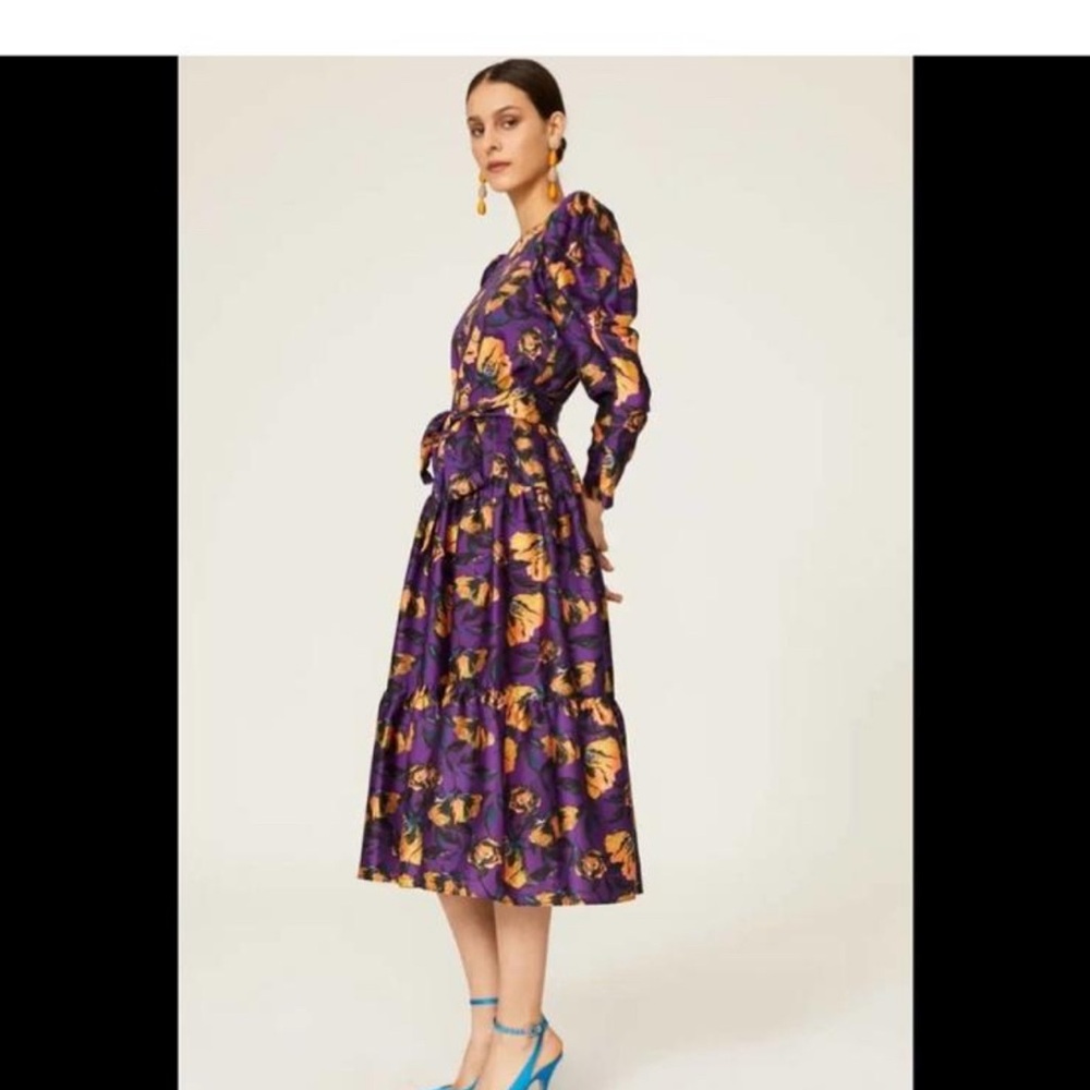 DELFI Collective Purple Taylor Puff Sleeve Dress Size Small $398